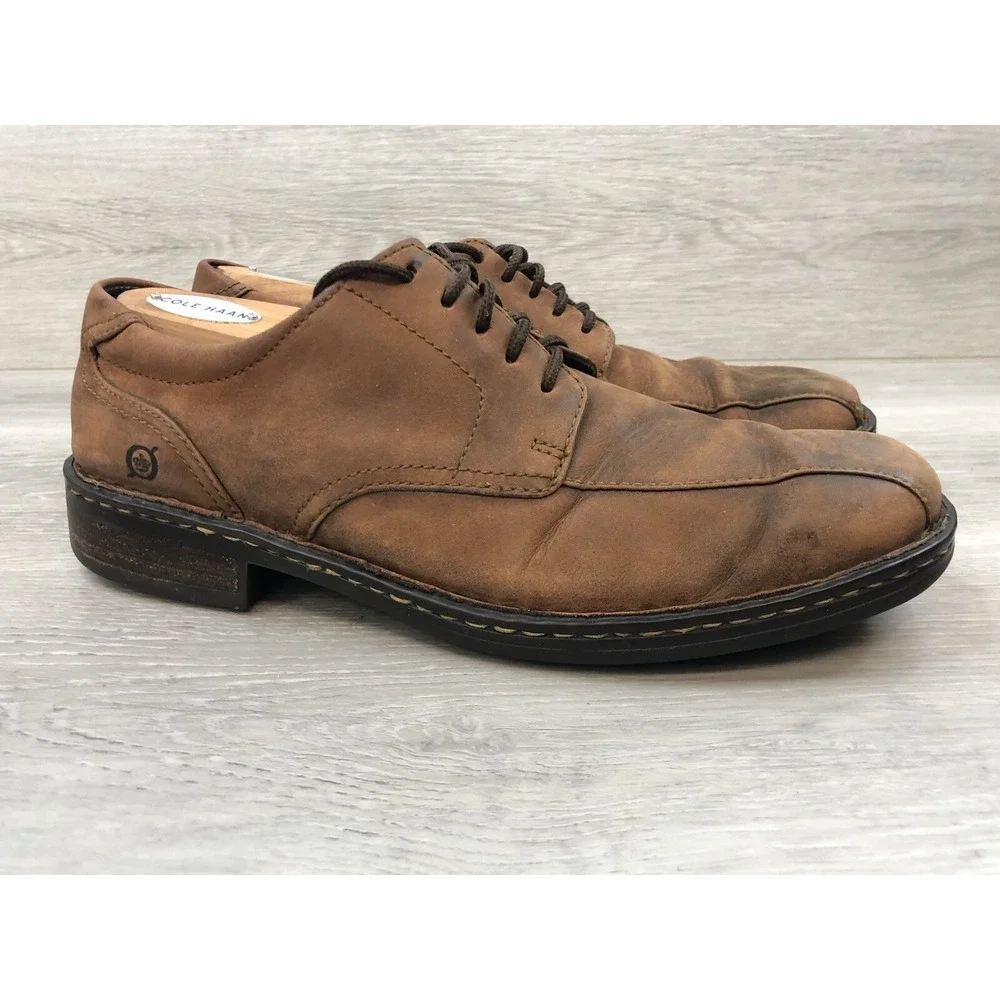 Born M9664 Men's Oxford Brown Leather 9.5 Lace Up Casual Comfort Dress Shoes‎